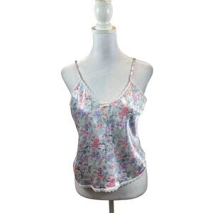 Vintage‎ Interludes Brand Satin Floral Camisole Tank Top Size Medium